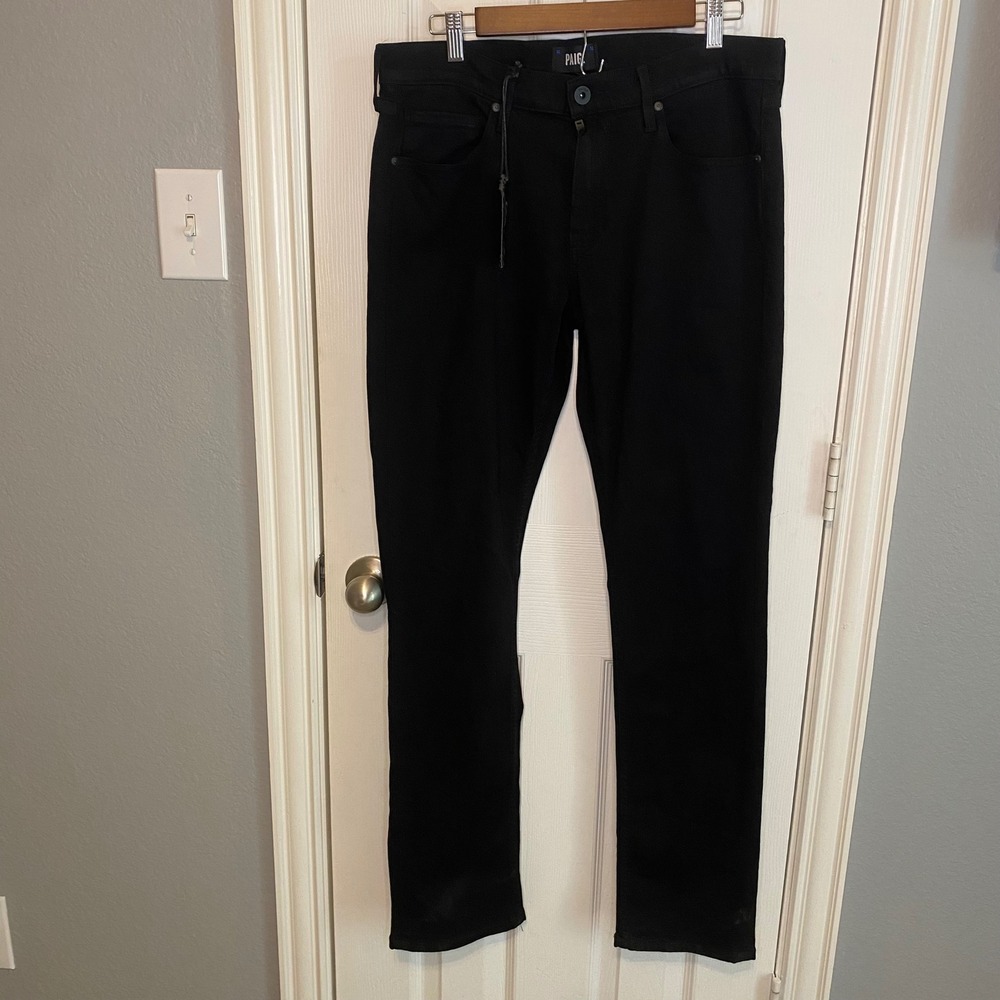 PAIGE Federal Slim Straight Jeans Black Shadow Transcend Mens 32x32 NWT